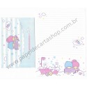 Ano 2005. Conjunto de Papel de Carta Little Twin Stars C Bathtub Sanrio