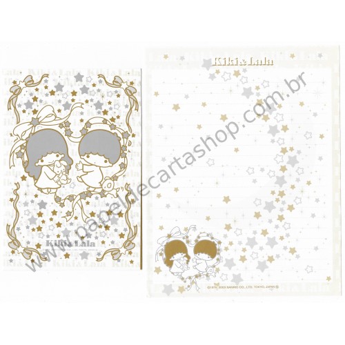 Ano 2003. Conjunto de Papel de Carta Little Twin Stars Silver & Gold C2 Sanrio