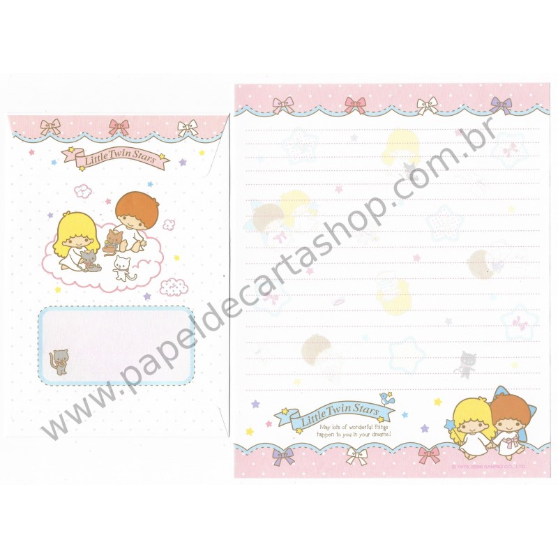 Ano 2006. Conjunto de Papel de Carta Little Twin Stars C2 Sanrio