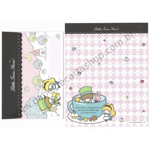 Ano 2007. Conjunto de Papel de Carta Little Twin Stars Spot Of Tea Sanrio