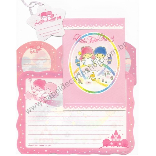 Ano 1991. Conjunto de Papel de Carta Little Twin Stars G Antigo (Vintage) Sanrio