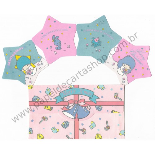 Ano 1976. Conjunto de Papel de Carta Little Twin Stars Christmas Sanrio Japan