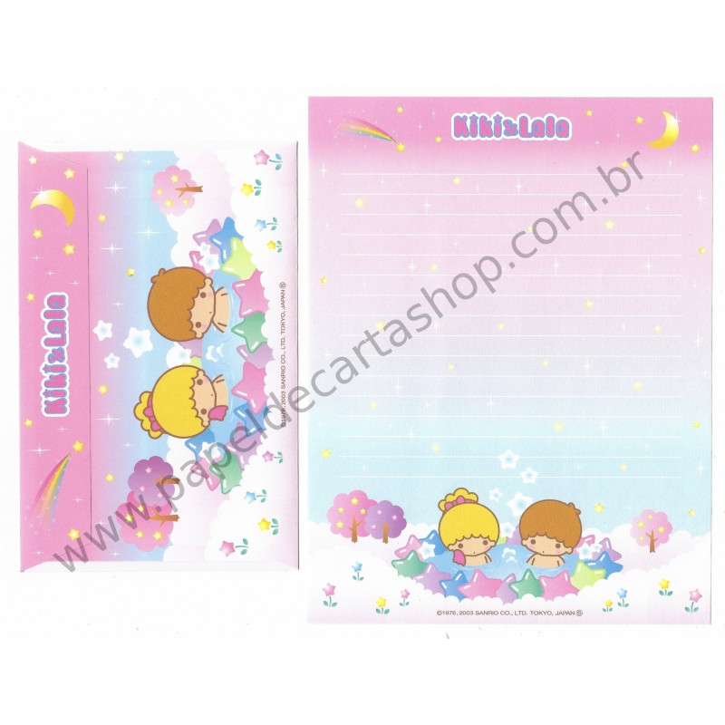 Ano 2003. Conjunto de Papel de Carta Kiki & Lala Lake Sanrio