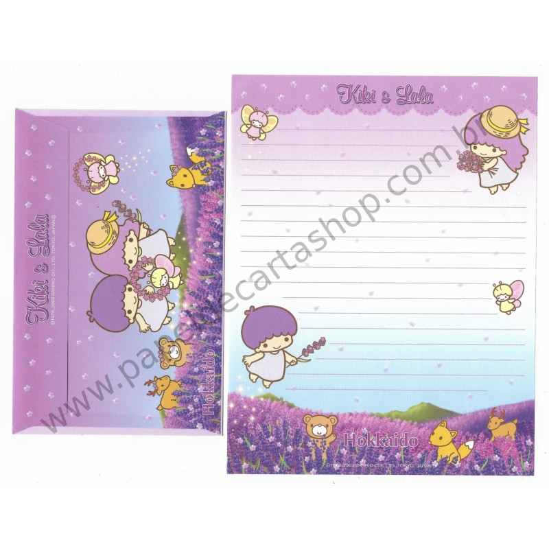 Ano 2003. Conjunto de Papel de Carta Kiki & Lala Hokkaido Sanrio