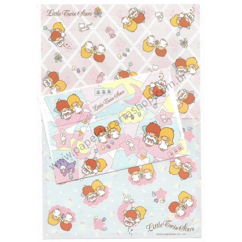 Ano 2006. Conjunto de Papel de Carta Little Twin Stars R&AZ Sanrio