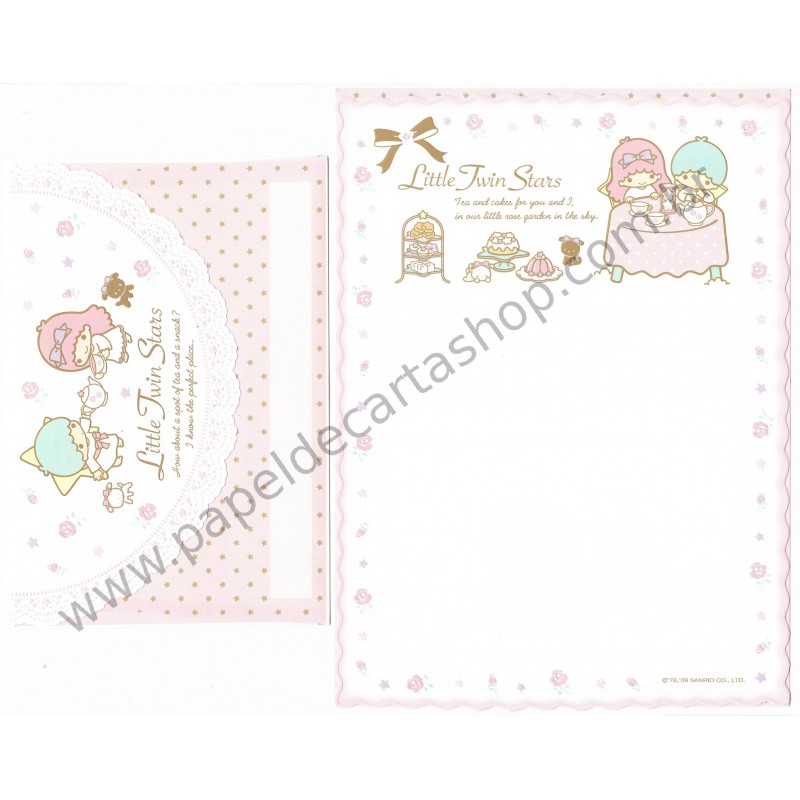 Ano 2009. Conjunto de Papel de Carta Little Twin Stars Breakfast Sanrio