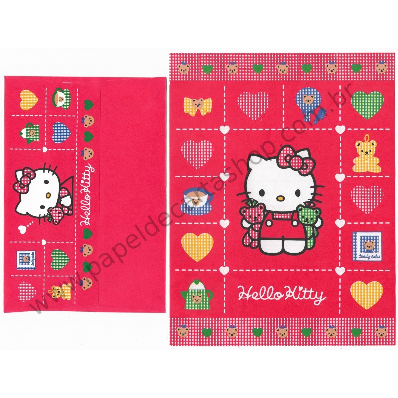 Ano 1994. Conjunto de Papel de Carta Hello Kitty Sanrio