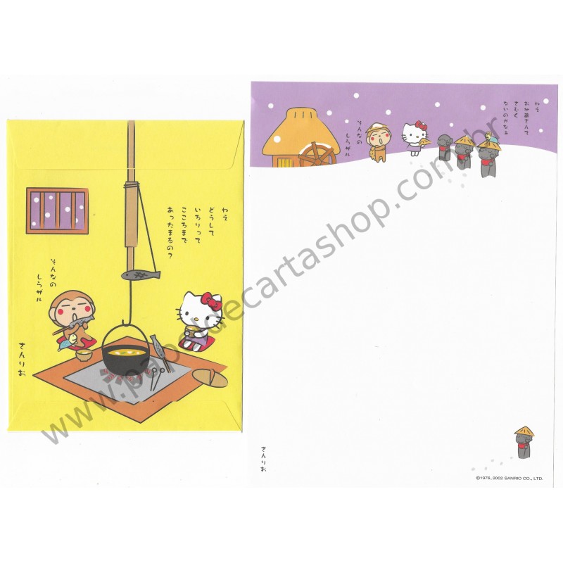 Ano 2002. Conjunto de Papel de Carta Hello Kitty Regional Japão Sanrio