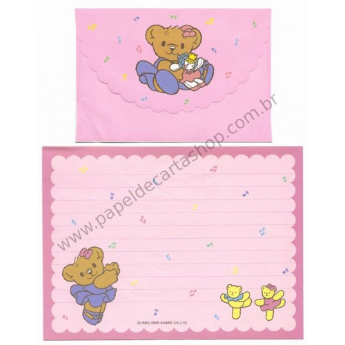 Ano 1989. Conjunto de Papel de Carta ADORA BEAR Vintage Sanrio