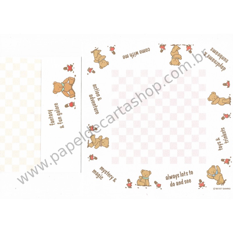 Ano 1987. Conjunto de Papel de Carta Holly's Bear CBR Vintage Sanrio