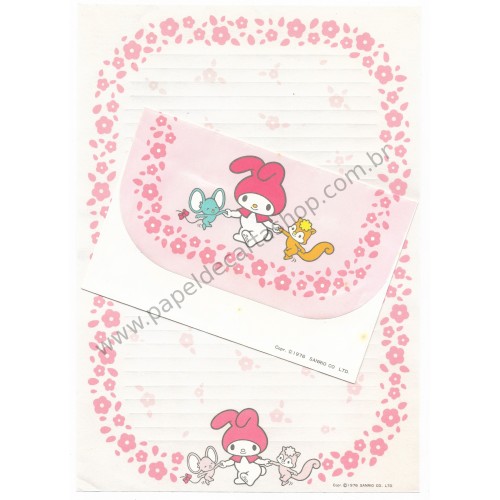 Ano 1976. Conjunto de Papel de Carta My Melody Daisies Vintage Sanrio