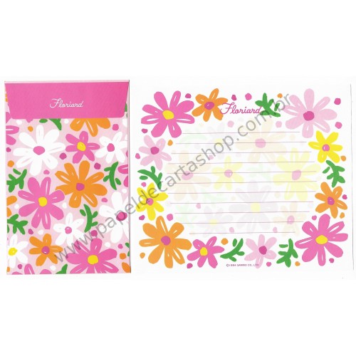 Ano 1994. Conjunto de Papel de Carta Floriard Vintage Sanrio