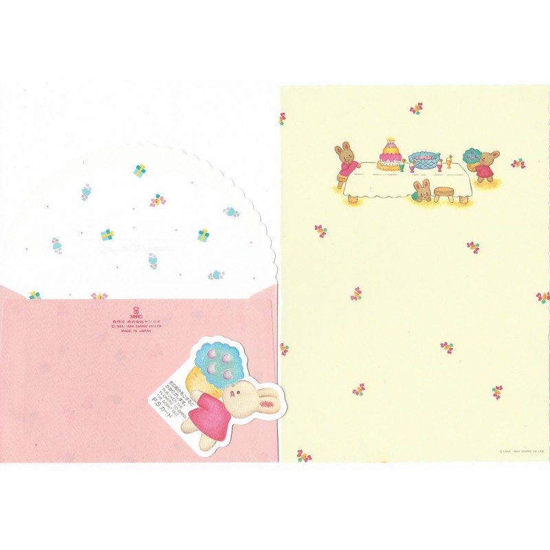 Ano 1984. Conjunto de Papel de Carta Softsong Avenue Vintage Sanrio