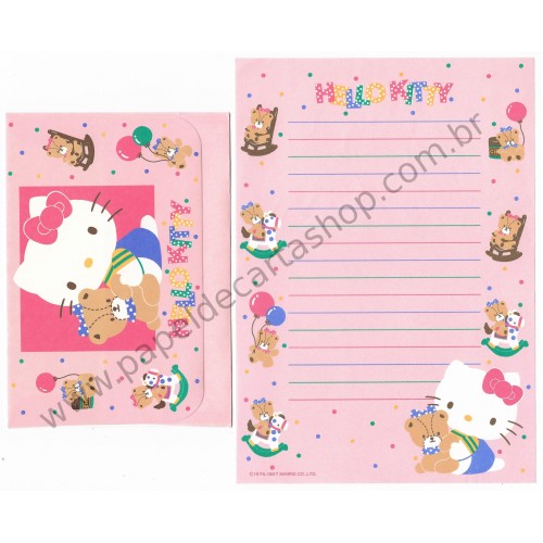 Ano 1987. Conjunto de Papel de Carta Hello Kitty CRS Sanrio