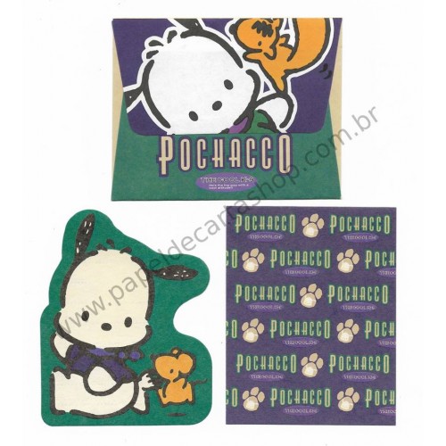 Ano 1996. Conjunto de Mini-Papel de Carta Pochacco Antigo (Vintage) Sanrio