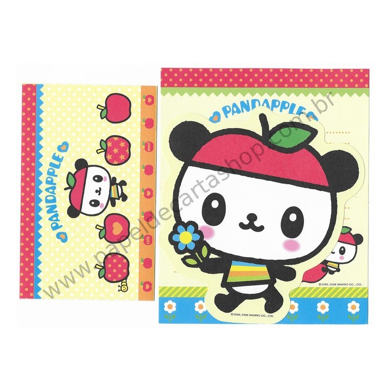 Ano 2006. Conjunto de Papel de Carta Pandapple Sanrio