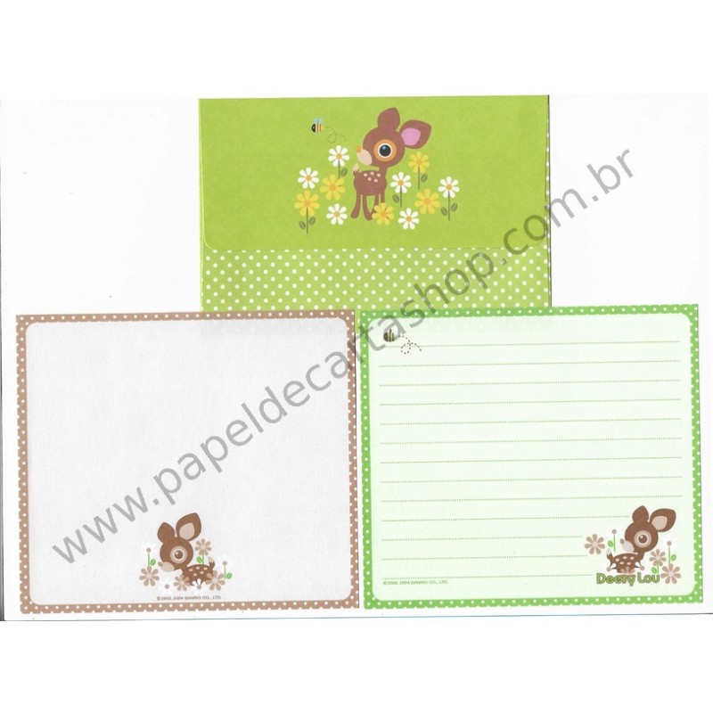 Ano 2004. Conjunto de Papel De Carta Deery-Lou Dupla Sanrio