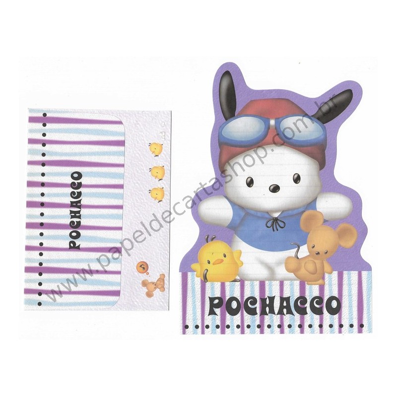 Ano 1999. Conjunto de Papel de Carta Pochacco CLLDC Vintage Sanrio