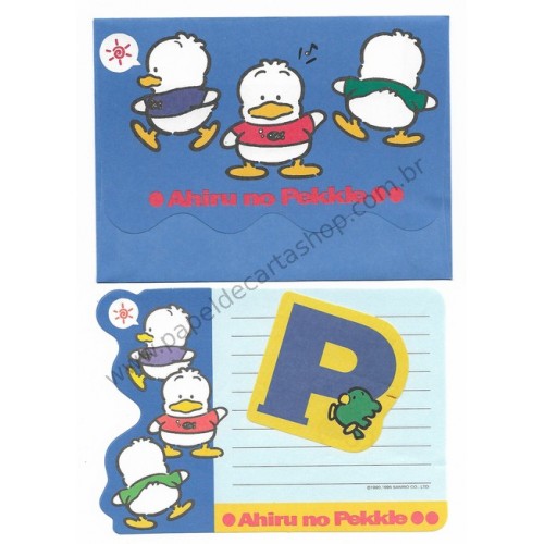 Ano 1995. Conjunto de Papel de Carta Pekkle PN Antigo (Vintage) Sanrio