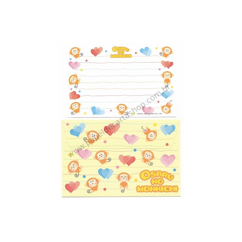 Ano 2002. Conjunto de Papel de Carta Antigo Osaru No Monkichi P Sanrio