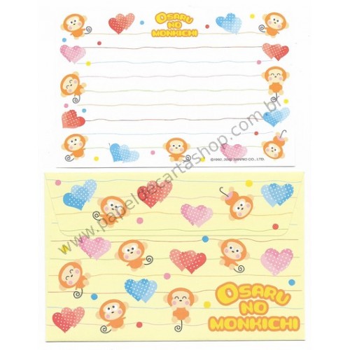 Ano 2002. Conjunto de Papel de Carta Antigo Osaru No Monkichi P Sanrio