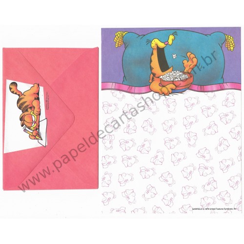 Conjunto de Papel de Carta Garfield Cat Naps Pop Corn - Paws