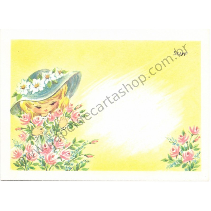 Postal Antigo Importado Lady in Yellow