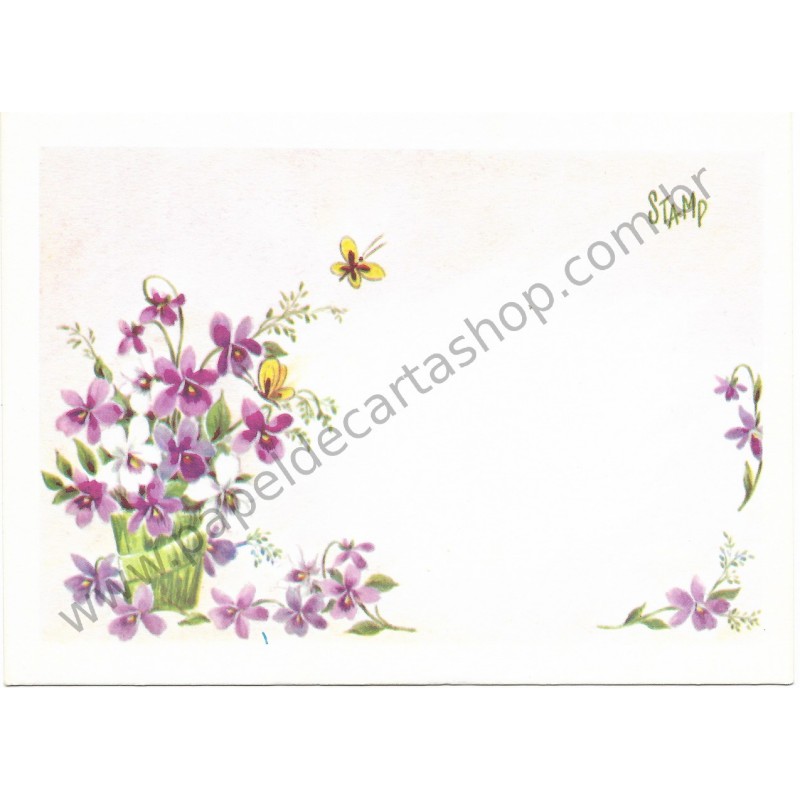 Postal Antigo Importado Flowers in Pink