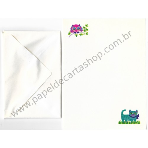 Conjunto de Papel de Carta Antigo Importado Owl & the Pussycat