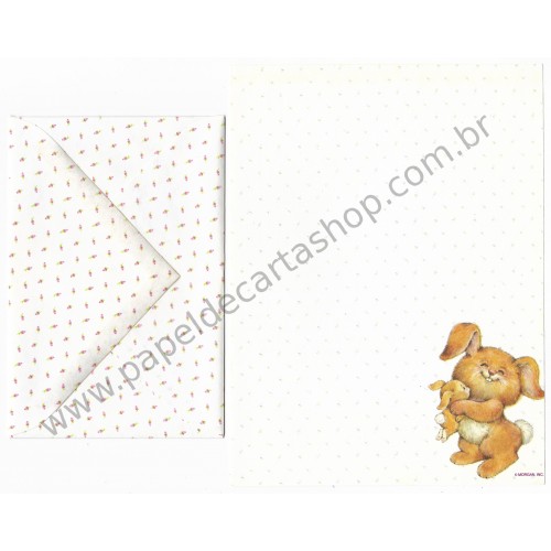 Conjunto de Papel de Carta Antigo Importado Hug Some Bunny - Montag