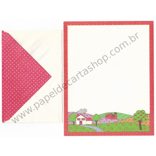 Conjunto de Papel de Carta Antigo Importado Campus Polka