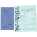 Conjunto de Papel de Carta Antigo Importado Flores Blue - Hallmark