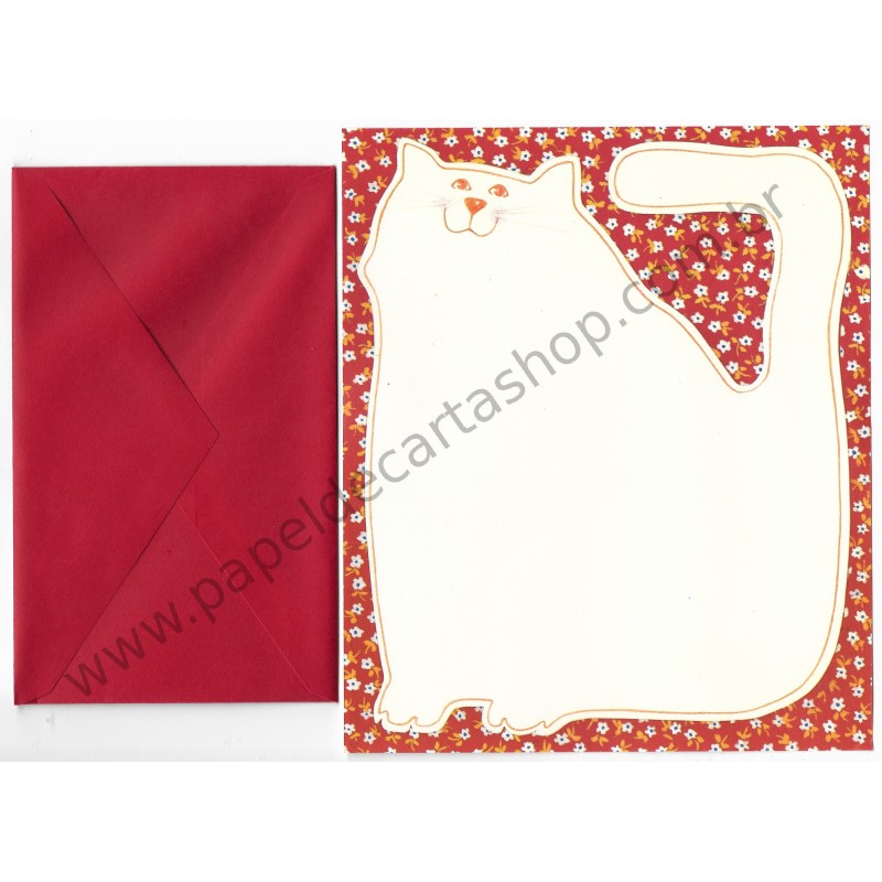 Conjunto de Papel de Carta Antigo Importado Cat CVM- Hallmark