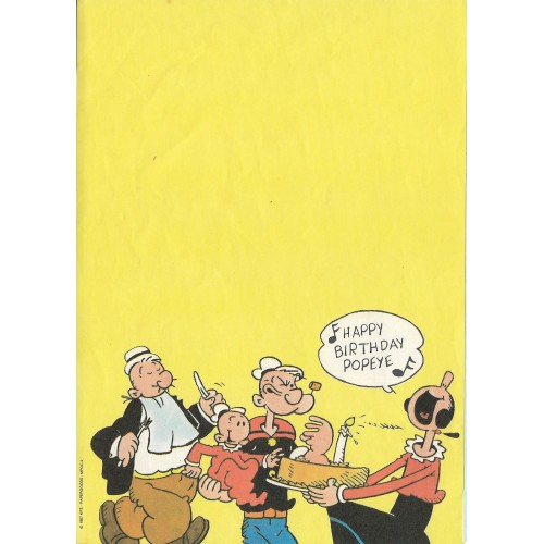 Ano 1987. Papel de Carta Antigo Popeye KFS