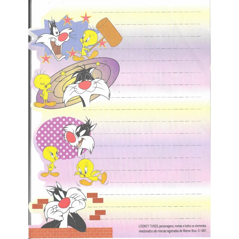Papel de Carta Looney Tunes Piu-Piu & Frajola 1997