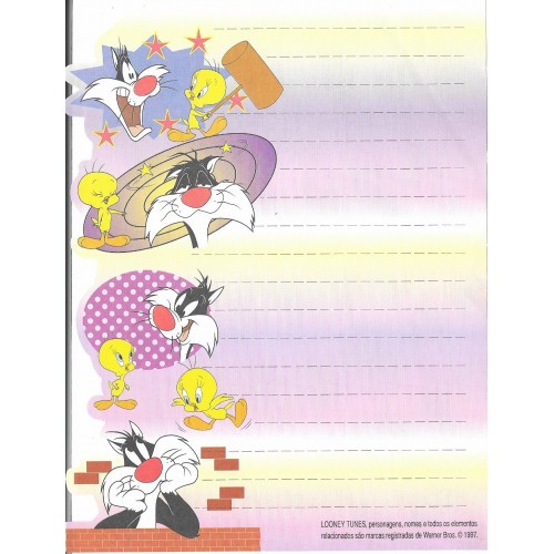 Papel de Carta Avulso Looney Tunes Piu-Piu & Frajola 1997