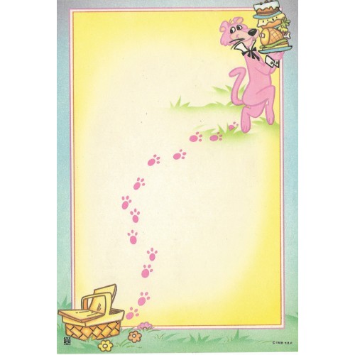 Ano 1988. Papel de Carta Pantera Cor-de-Rosa