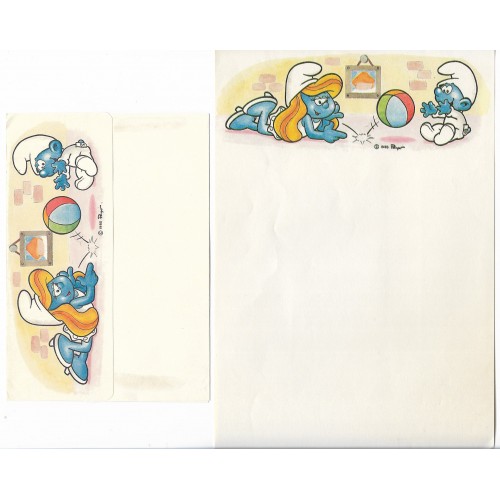 Ano 1985. Conjunto de Papel de Carta Antigo Os Smurfs CBR03