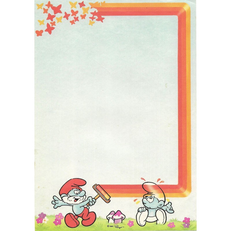Ano 1987. Papel de Carta Antigo Os Smurfs Peyo CAZ
