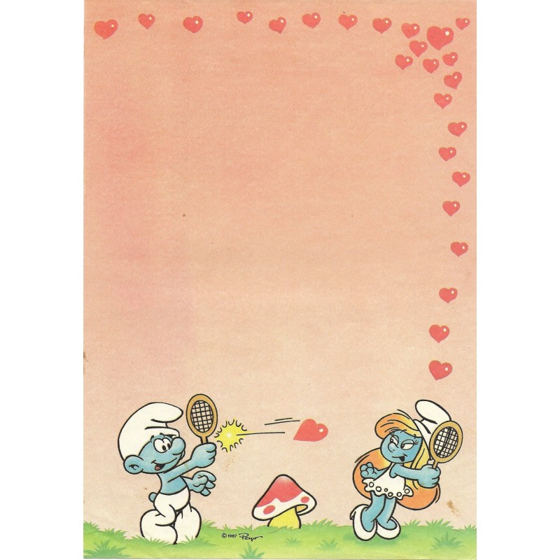 Ano 1987. Papel de Carta Antigo Os Smurfs Peyo CLA