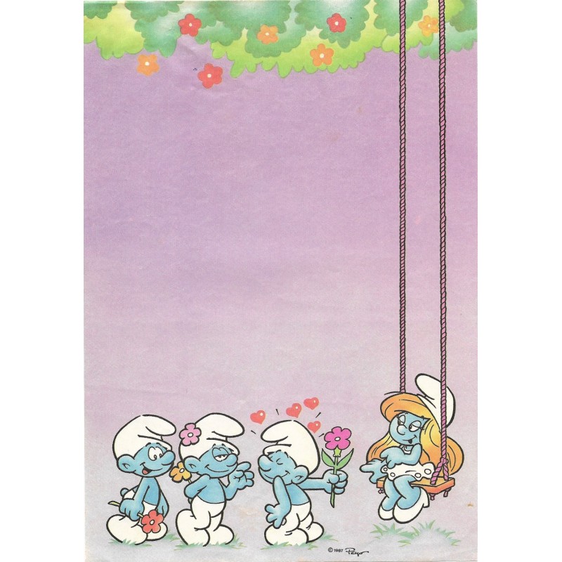 Ano 1987. Papel de Carta Antigo Os Smurfs Peyo CLL