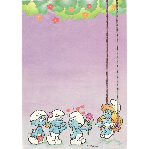 Ano 1987. Papel de Carta Antigo Os Smurfs Peyo CLL