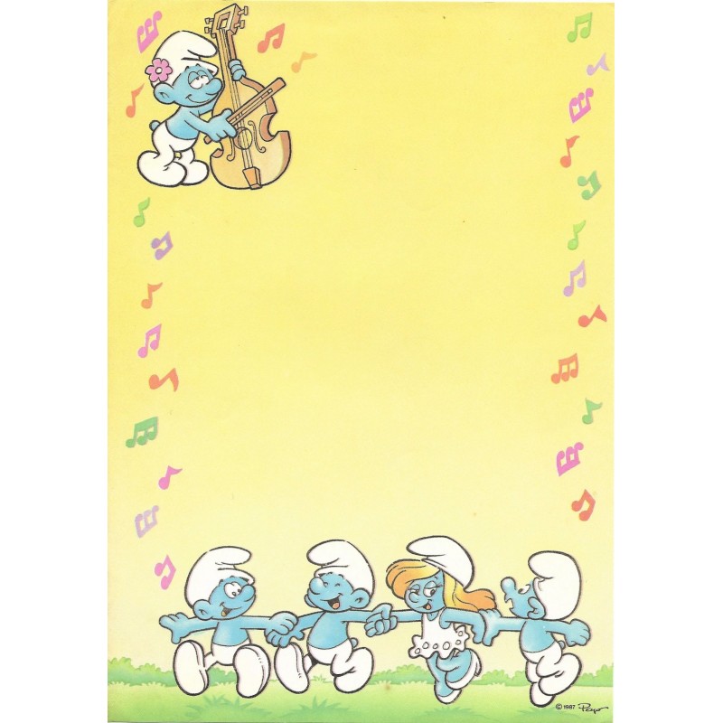 Ano 1987. Papel de Carta Antigo Os Smurfs Peyo CAM