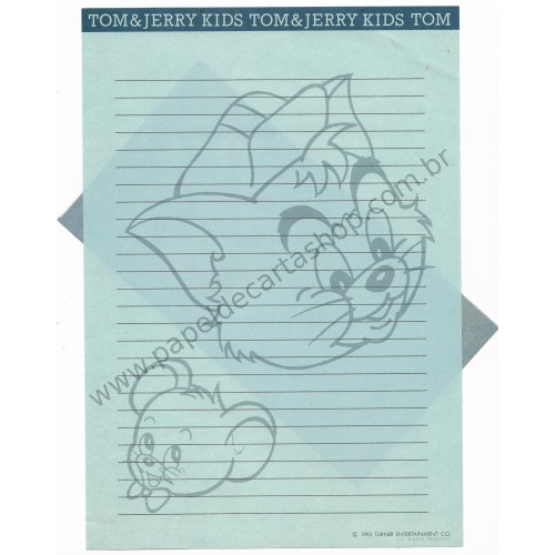 Ano 1993. Conjunto de Papel de Carta Importado Tom and Jerry Kids Blue