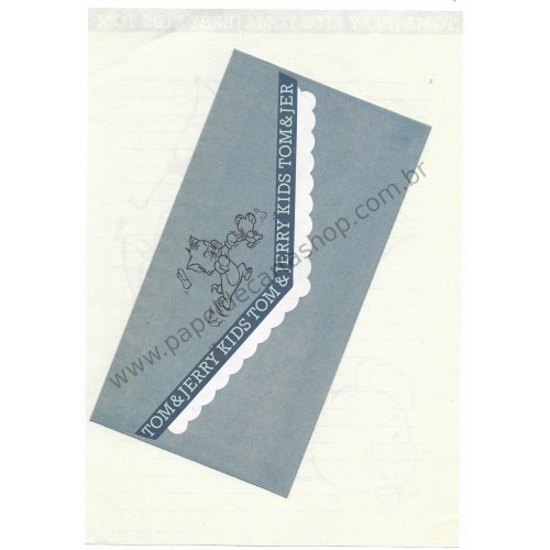 Ano 1993. Conjunto de Papel de Carta Importado Tom and Jerry Kids Blue