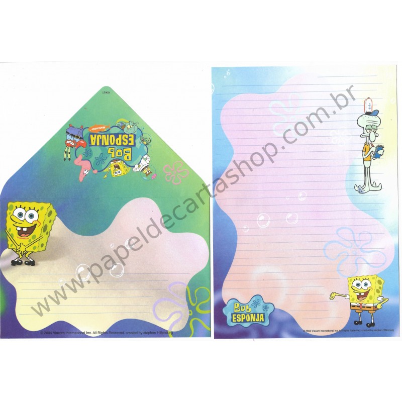 Ano 2004. Conjunto de Papel de Carta Avulso Importado Bob Esponja