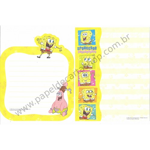 Ano 2006. Conjunto de Papel de Carta Importado Sponge Bob