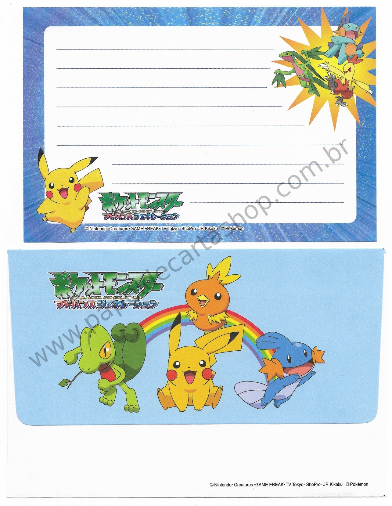 Conjunto de Papel de Carta Pequeno Pocket Monsters Pokémon Nintendo