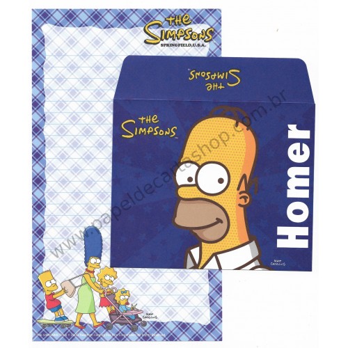 Ano 2006. Conjunto de Papel de Carta Importado Os Simpsons Homer