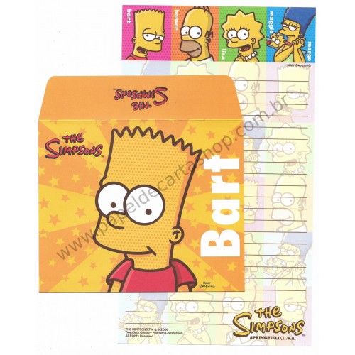 Ano 2006. Conjunto de Papel de Carta Importado Os Simpsons Bart